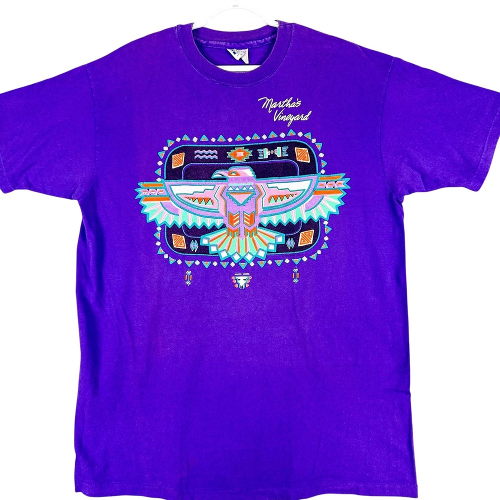Vintage Martha's Vineyard Shirt Mens‎ XL Purple Tribal Eagle Graphic Tourist 90s